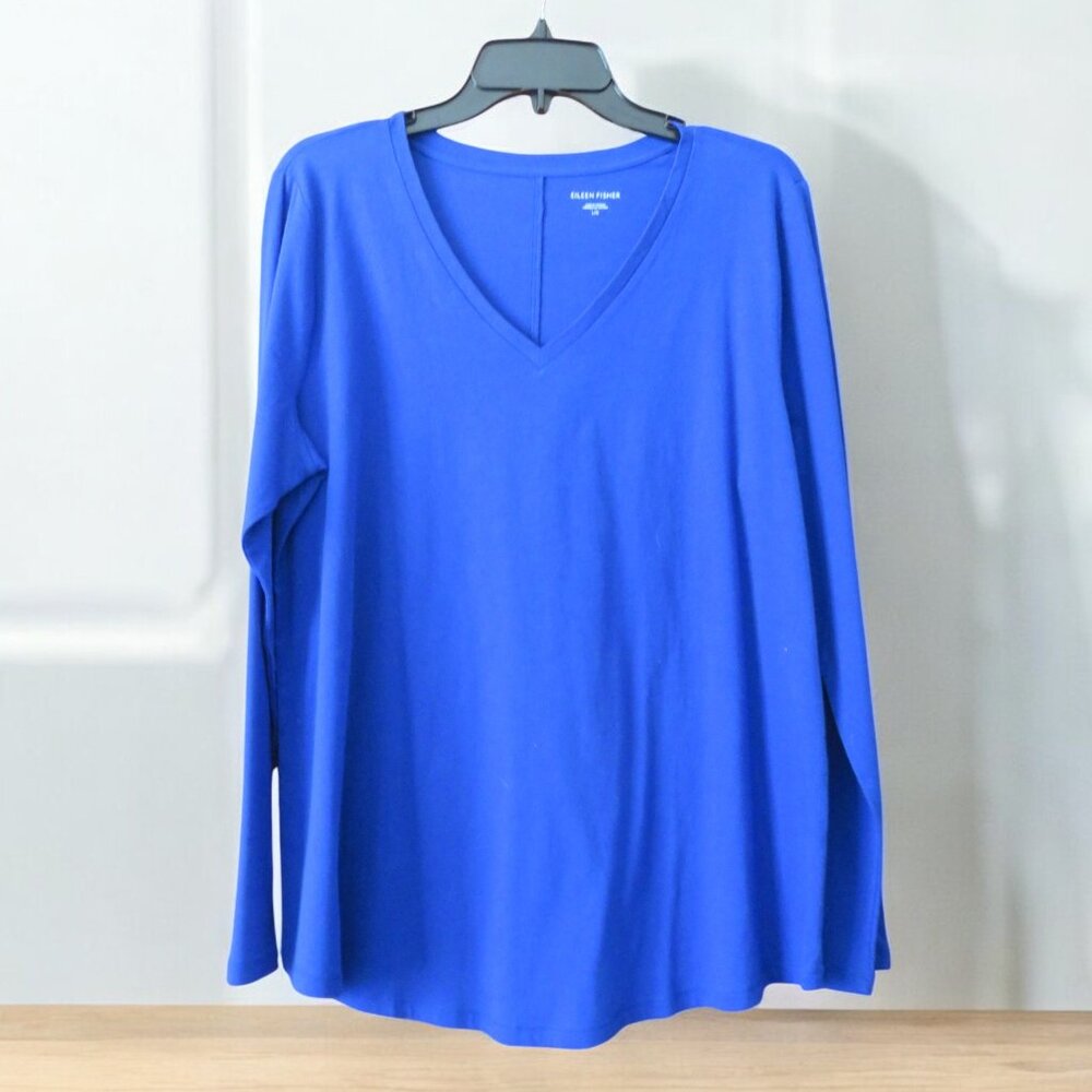 Eileen Fisher Light Weight Top, Size Large, Royal Blue, Long Sleeves - Preowned - Picture 2 of 9